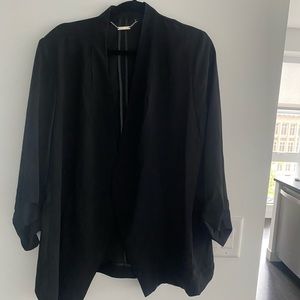 T Tahari collarless open front blazer